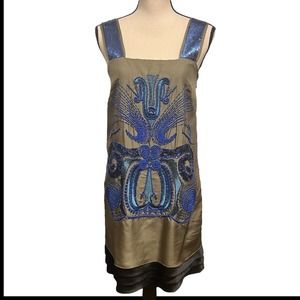 Hoss introria silk , sequins, embroidered and beaded dress.  Small